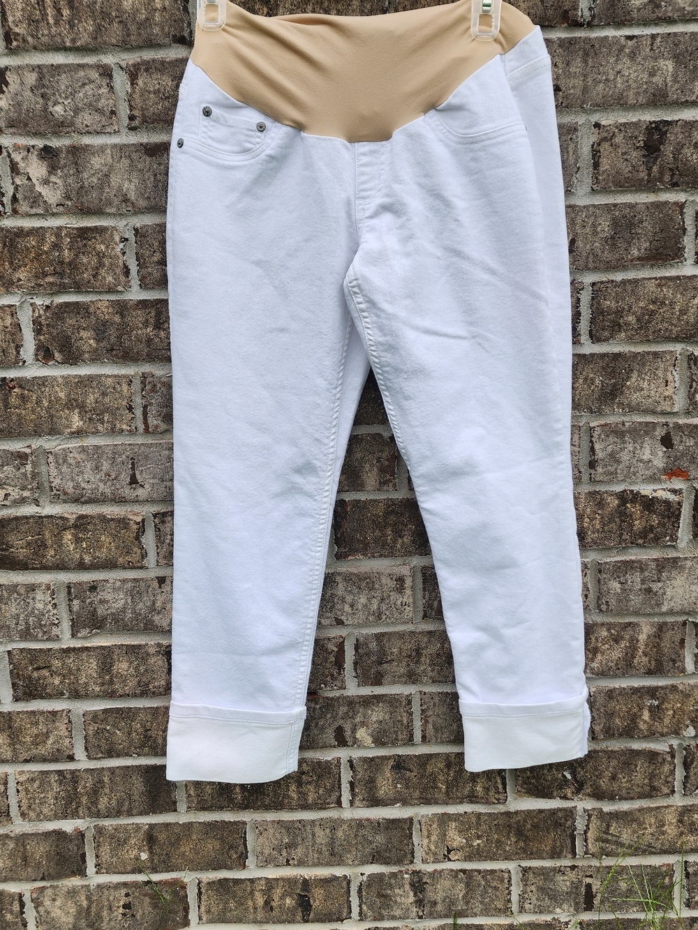 Maternity Indigo Blue White Ankle Crop Pants Size Small